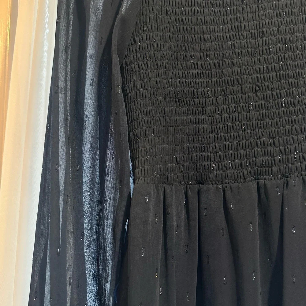 Altar'd State Navy Long Sleeve Shimmery Dress - Size Small - Picture 2 of 4